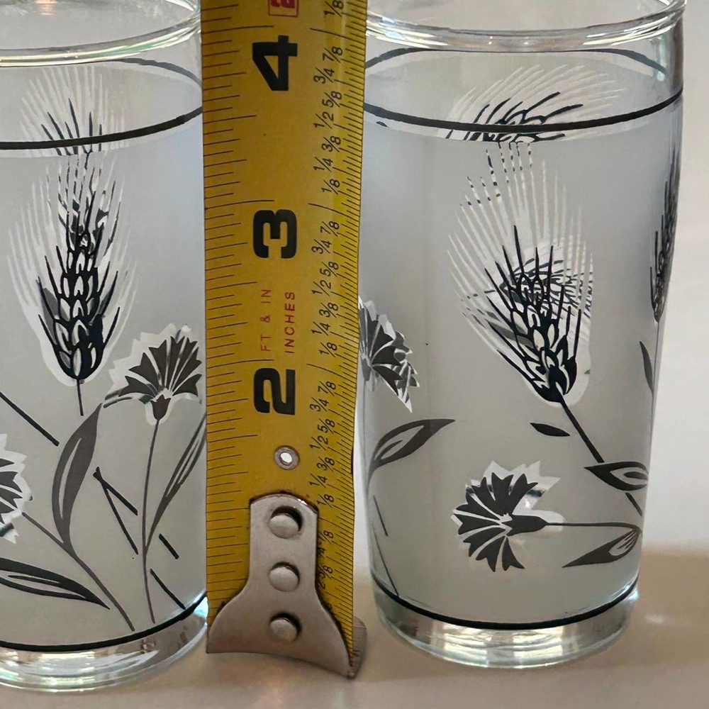 VT Libby 4 frosted silver wheat 4oz juice glasses - Picture 8 of 9